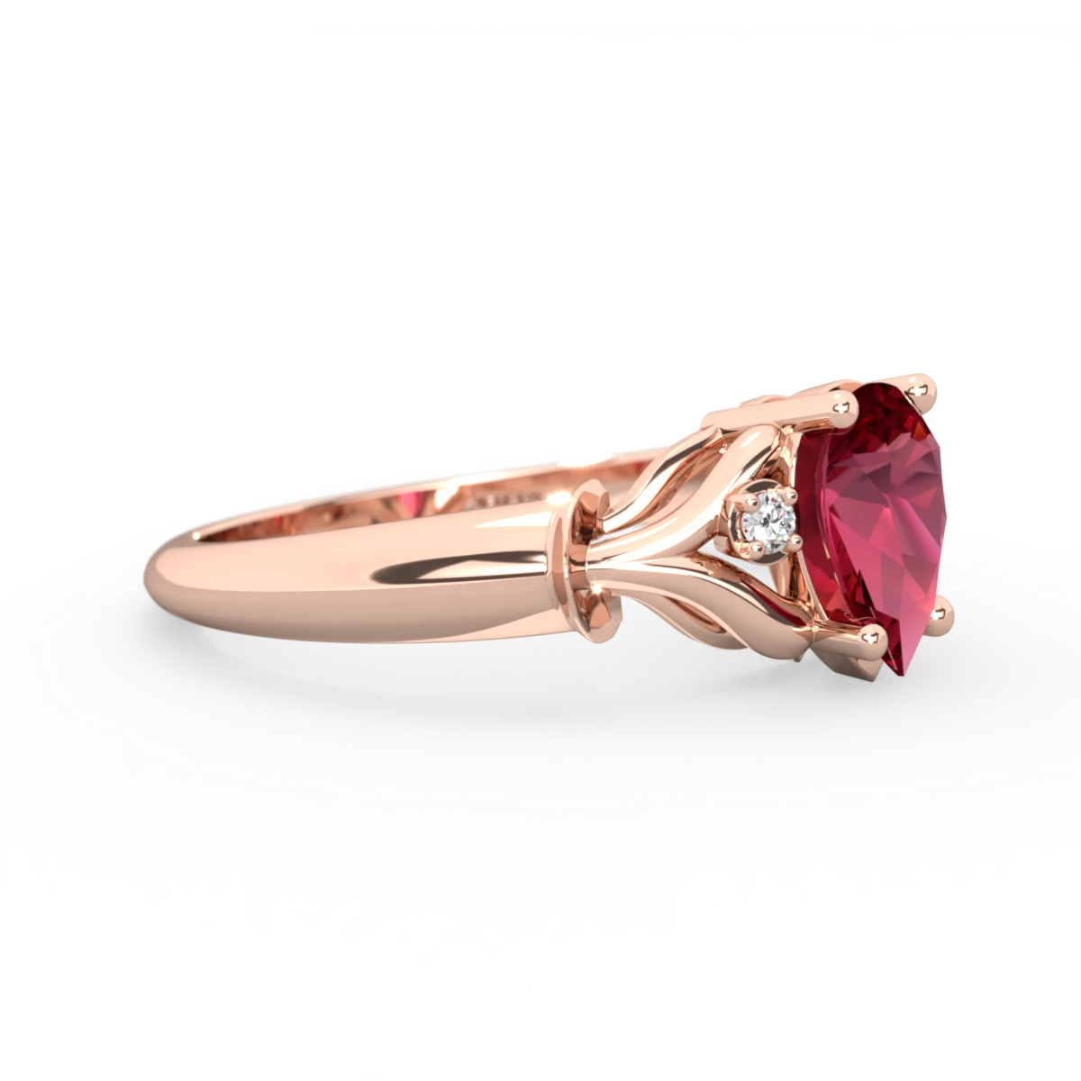 Lab Ruby Precious Pear 14K Rose Gold ring R0826