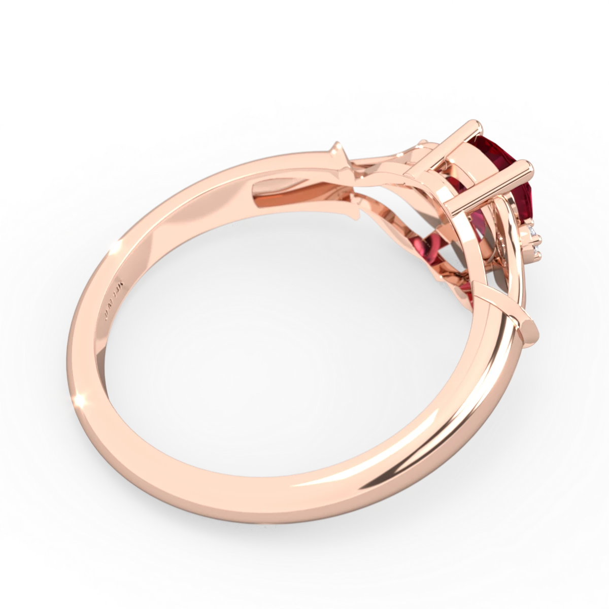 Lab Ruby Precious Pear 14K Rose Gold ring R0826