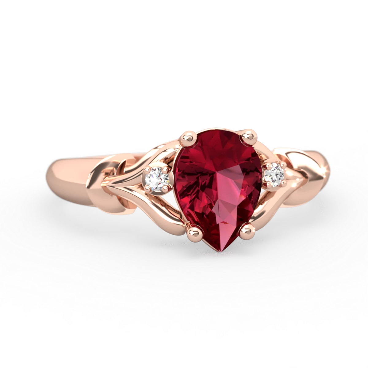 Lab Ruby Precious Pear 14K Rose Gold ring R0826
