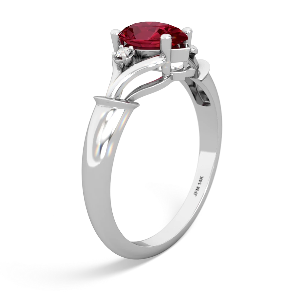 Lab Ruby Precious Pear 14K White Gold ring R0826