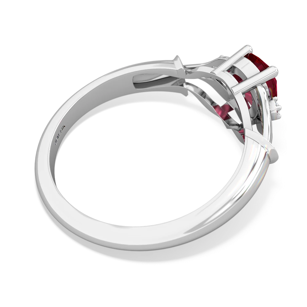 Lab Ruby Precious Pear 14K White Gold ring R0826