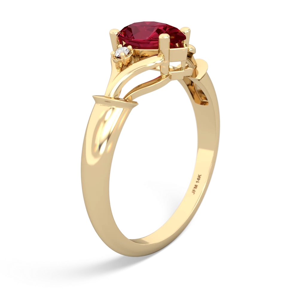 Lab Ruby Precious Pear 14K Yellow Gold ring R0826