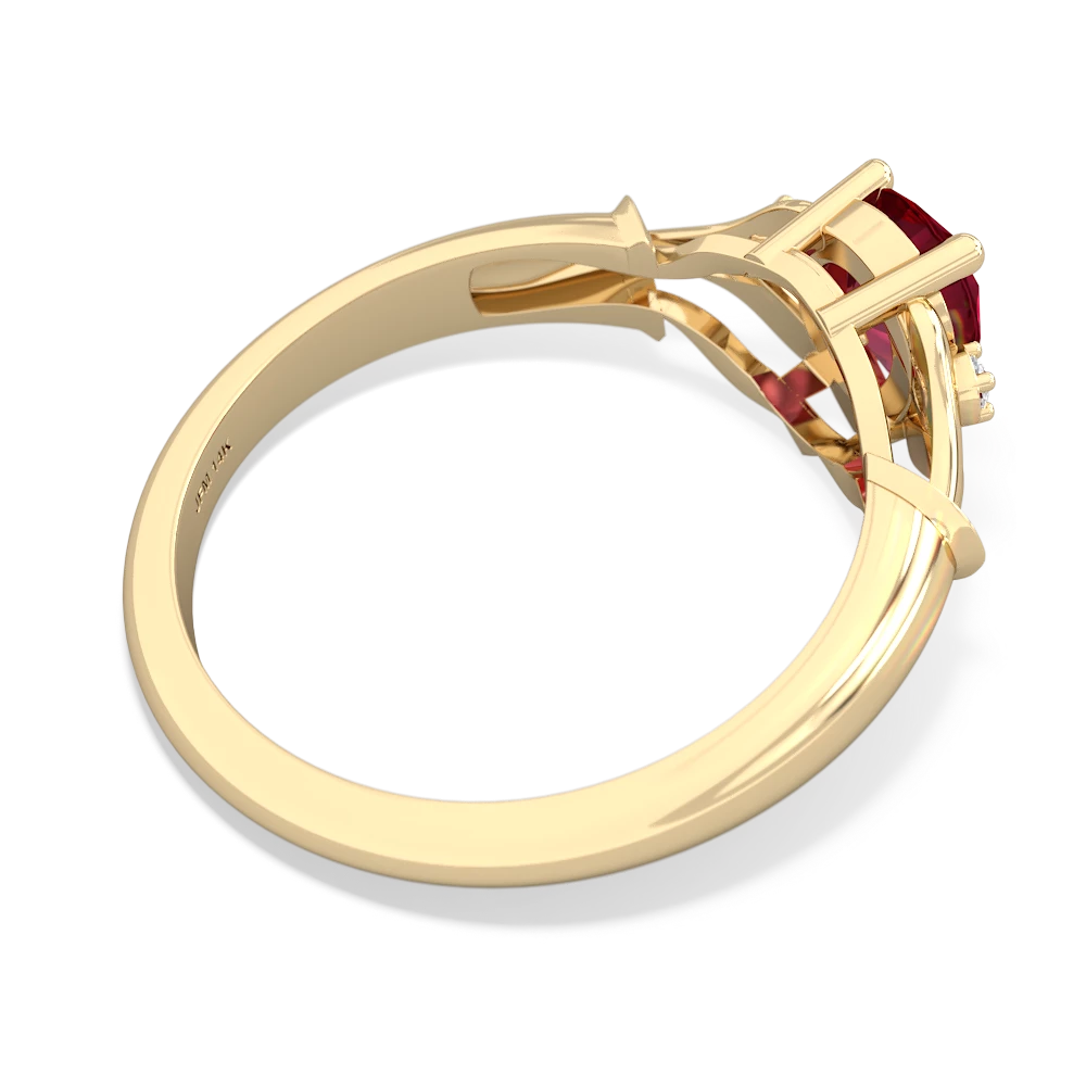 Lab Ruby Precious Pear 14K Yellow Gold ring R0826