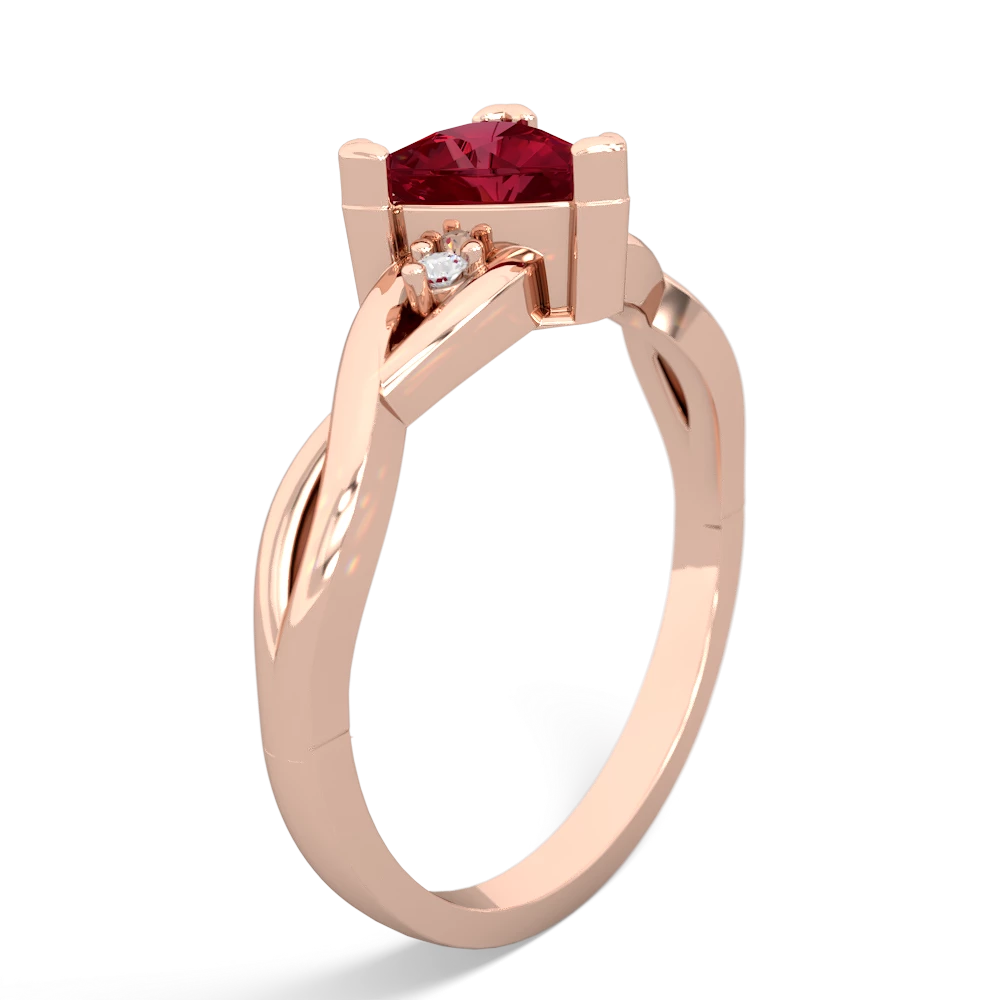 Lab Ruby Trillion Twist 14K Rose Gold ring R2104