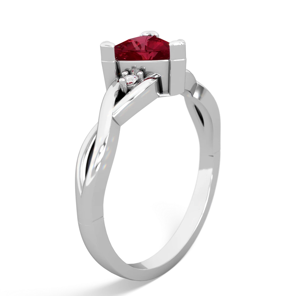 Lab Ruby Trillion Twist 14K White Gold ring R2104