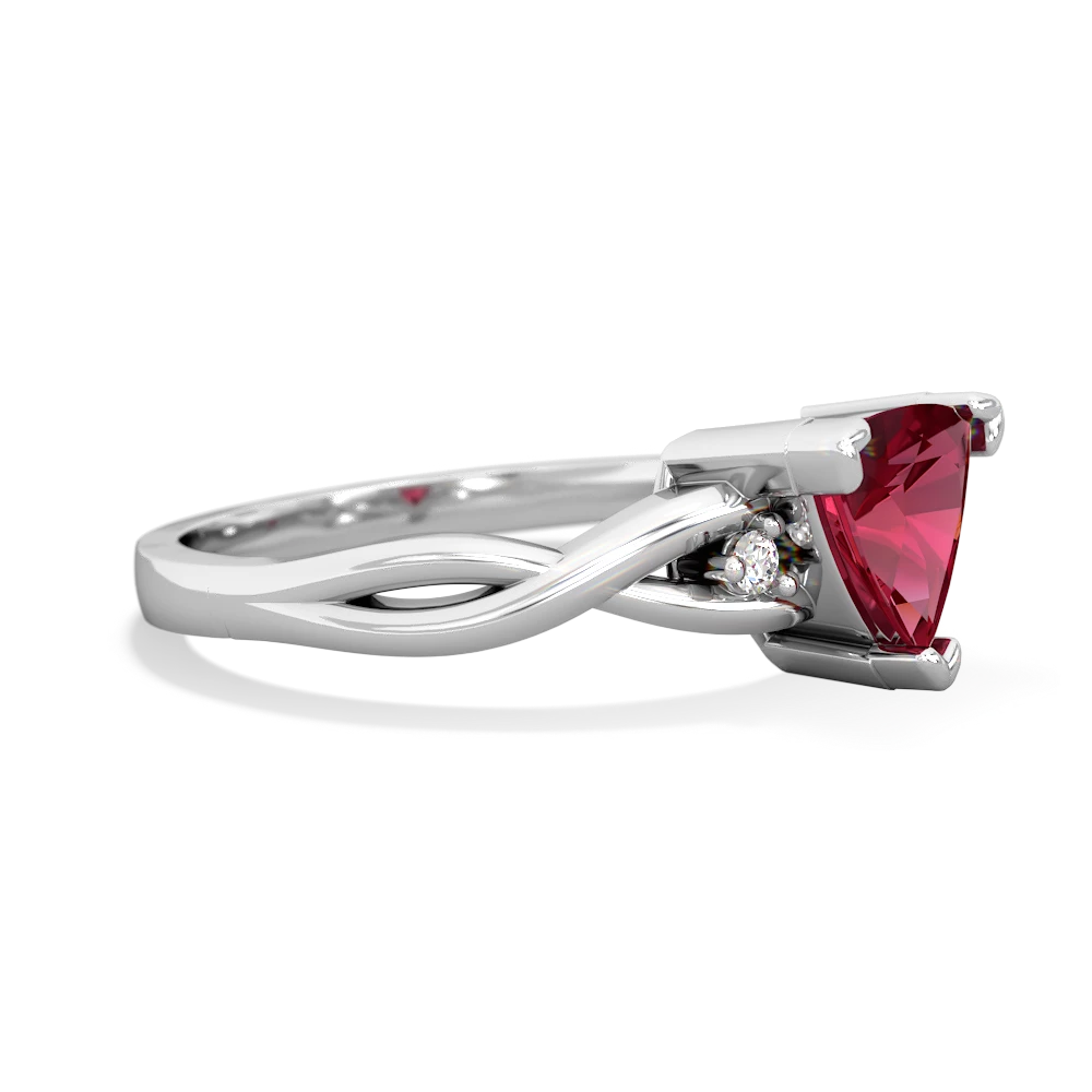 Lab Ruby Trillion Twist 14K White Gold ring R2104