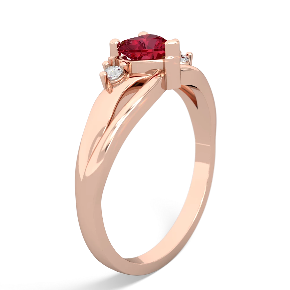 Lab Ruby Split Band Swirl 14K Rose Gold ring R2130