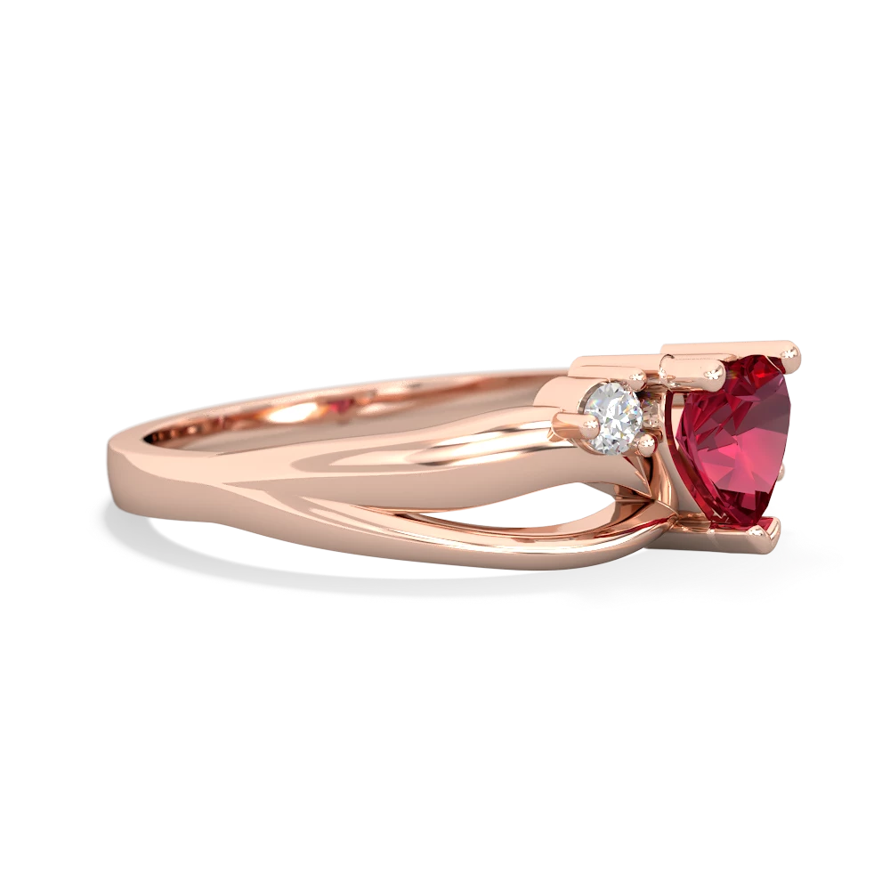 Lab Ruby Split Band Swirl 14K Rose Gold ring R2130