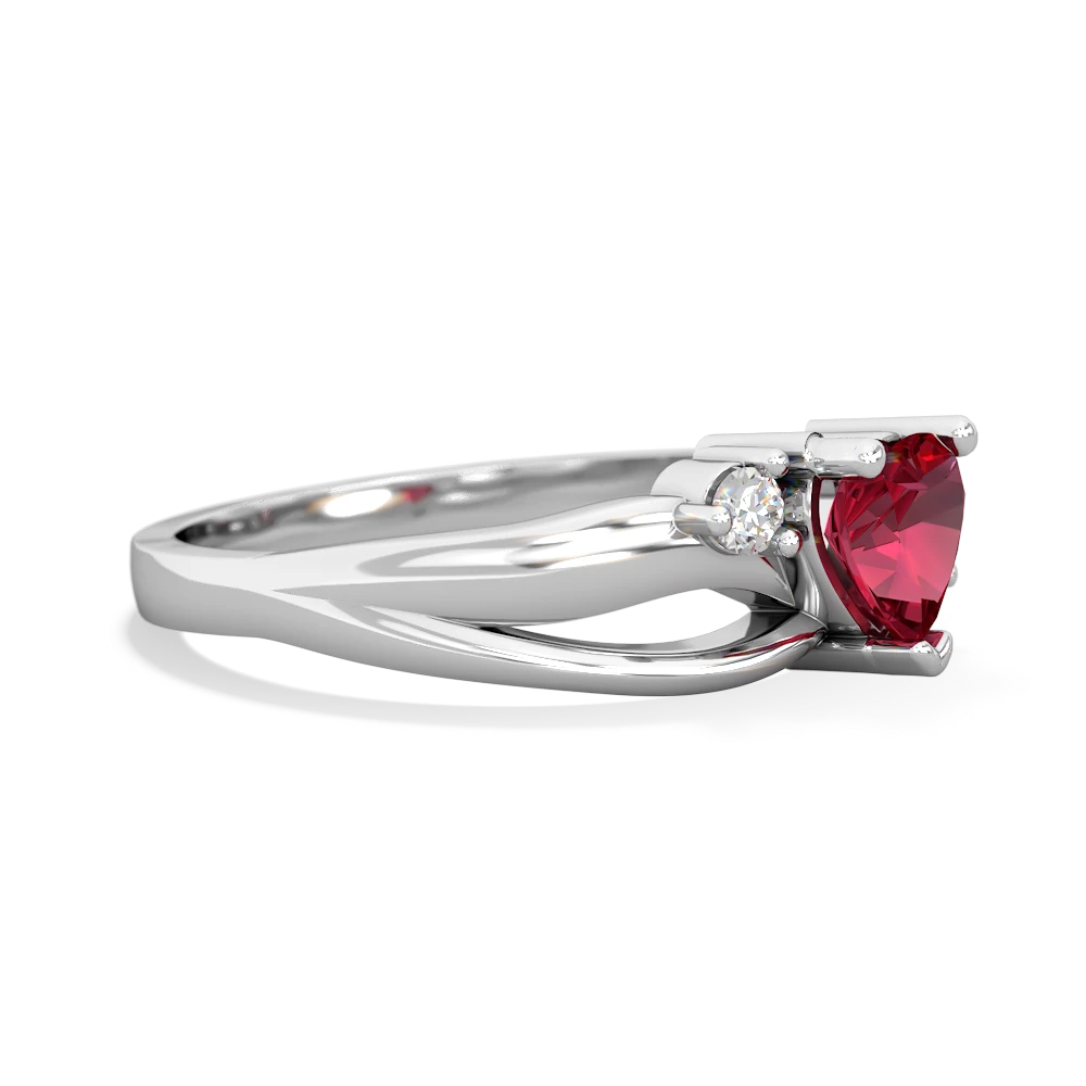 Lab Ruby Split Band Swirl 14K White Gold ring R2130