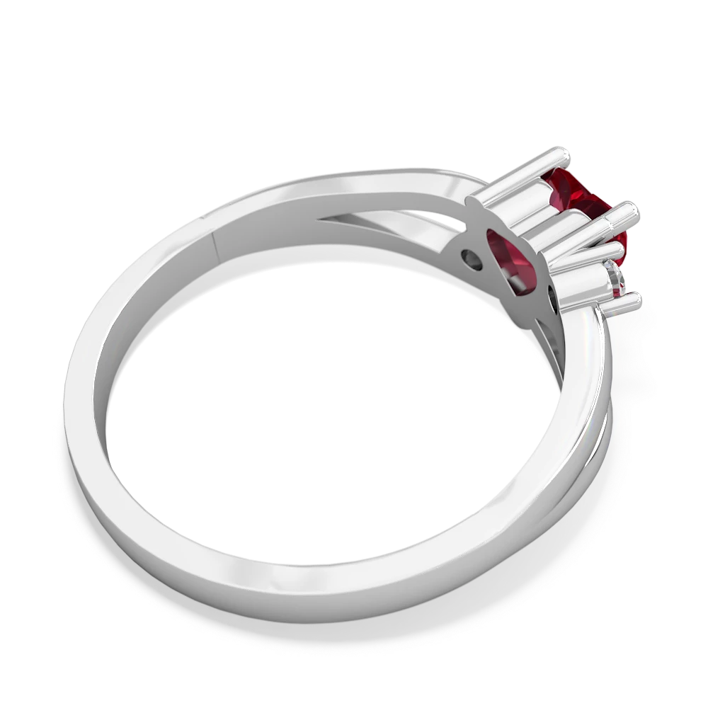 Lab Ruby Split Band Swirl 14K White Gold ring R2130