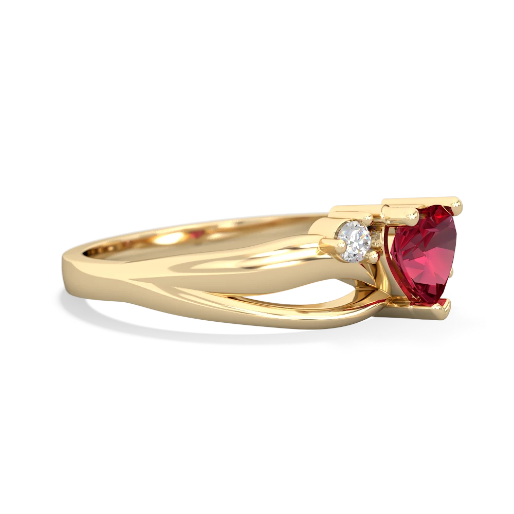 Lab Ruby Split Band Swirl 14K Yellow Gold ring R2130