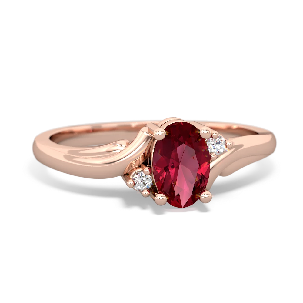 Lab Ruby Elegant Swirl 14K Rose Gold ring R2173