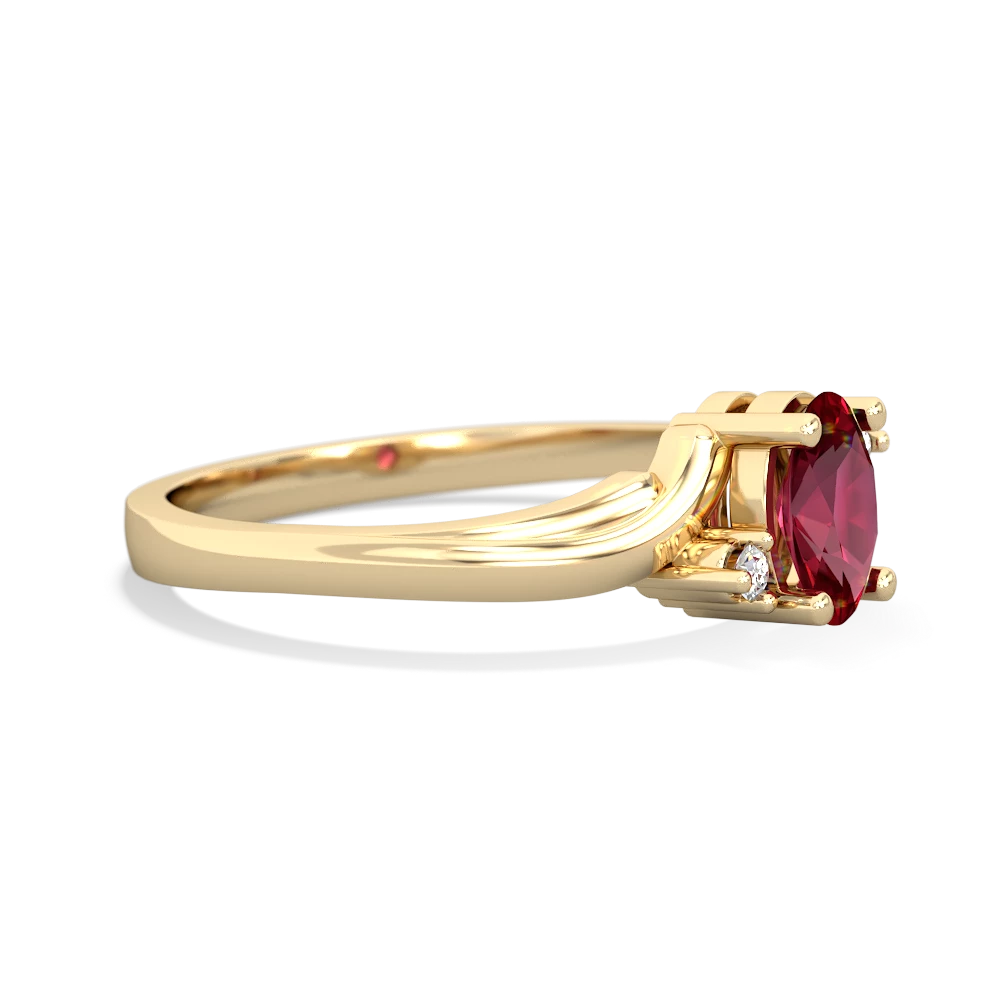 Lab Ruby Elegant Swirl 14K Yellow Gold ring R2173