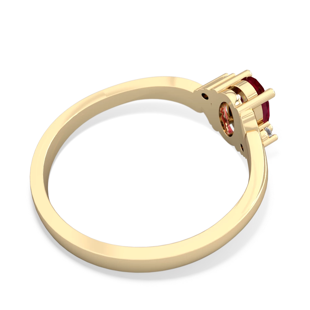 Lab Ruby Elegant Swirl 14K Yellow Gold ring R2173