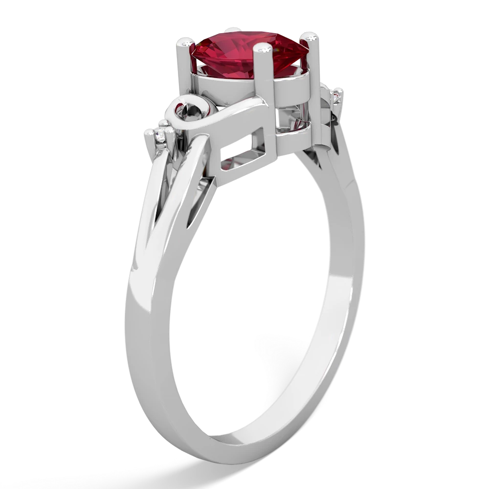 Lab Ruby Swirls 14K White Gold ring R2347