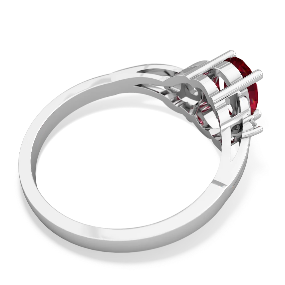 Lab Ruby Swirls 14K White Gold ring R2347