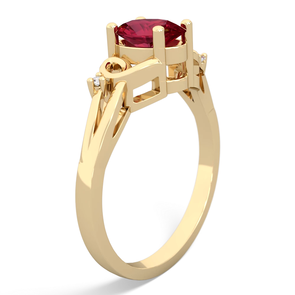 Lab Ruby Swirls 14K Yellow Gold ring R2347