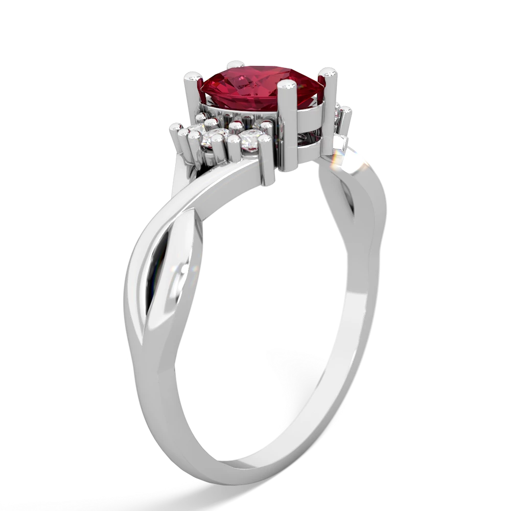 Lab Ruby Victorian Twist 14K White Gold ring R2497