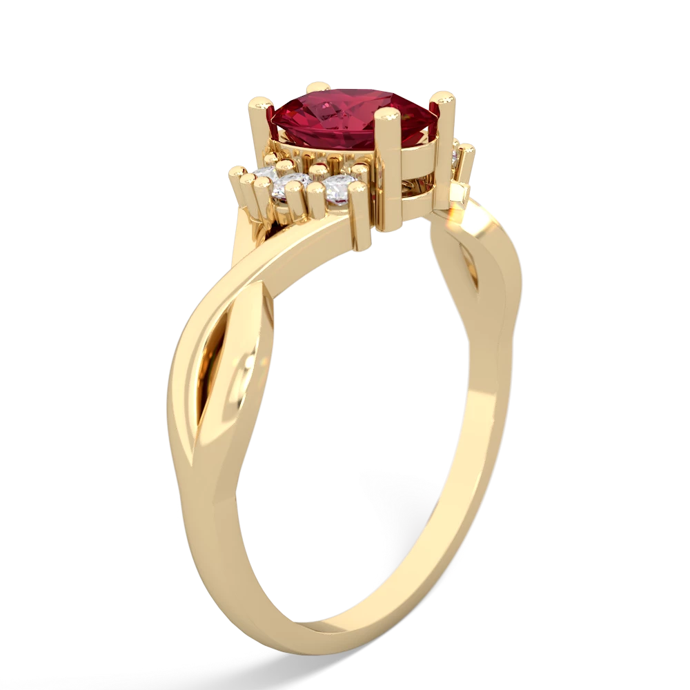 Lab Ruby Victorian Twist 14K Yellow Gold ring R2497