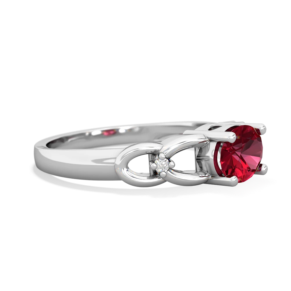 Lab Ruby Links 14K White Gold ring R4032
