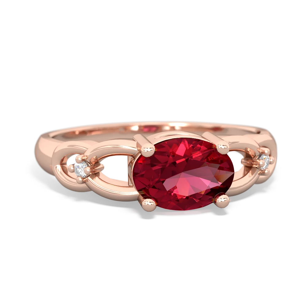 Lab Ruby Links 14K Rose Gold ring R4032