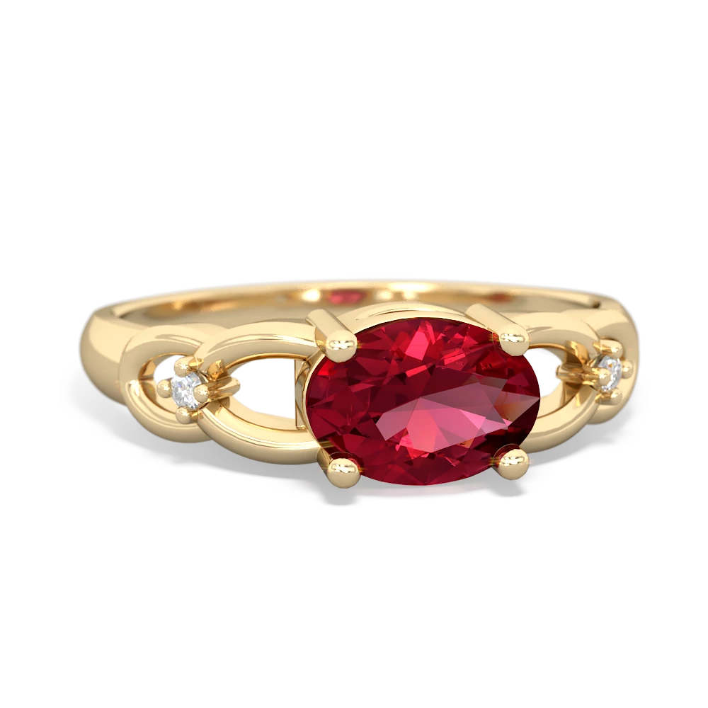 Lab Ruby Links 14K Yellow Gold ring R4032