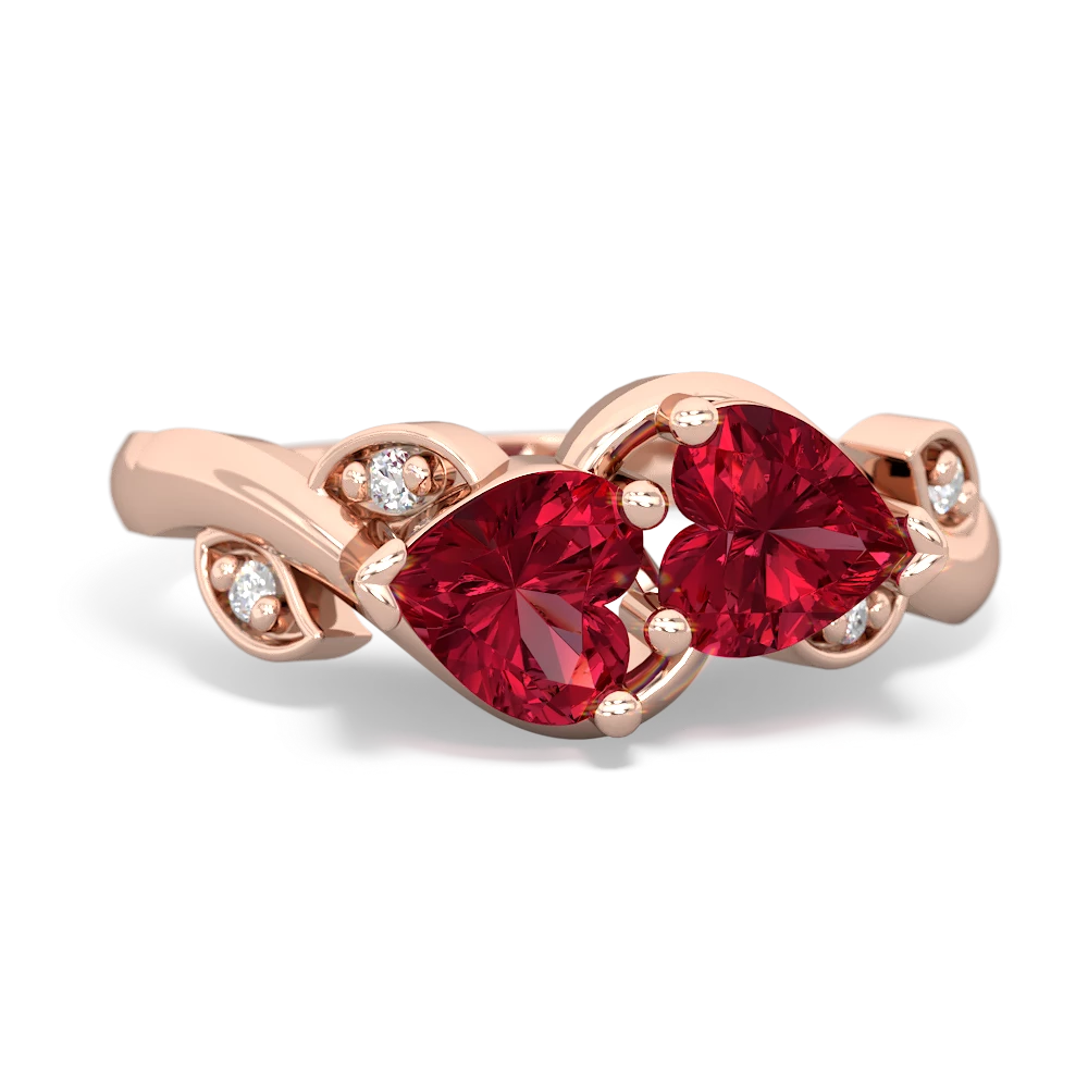 Lab Ruby Floral Elegance 14K Rose Gold ring R5790