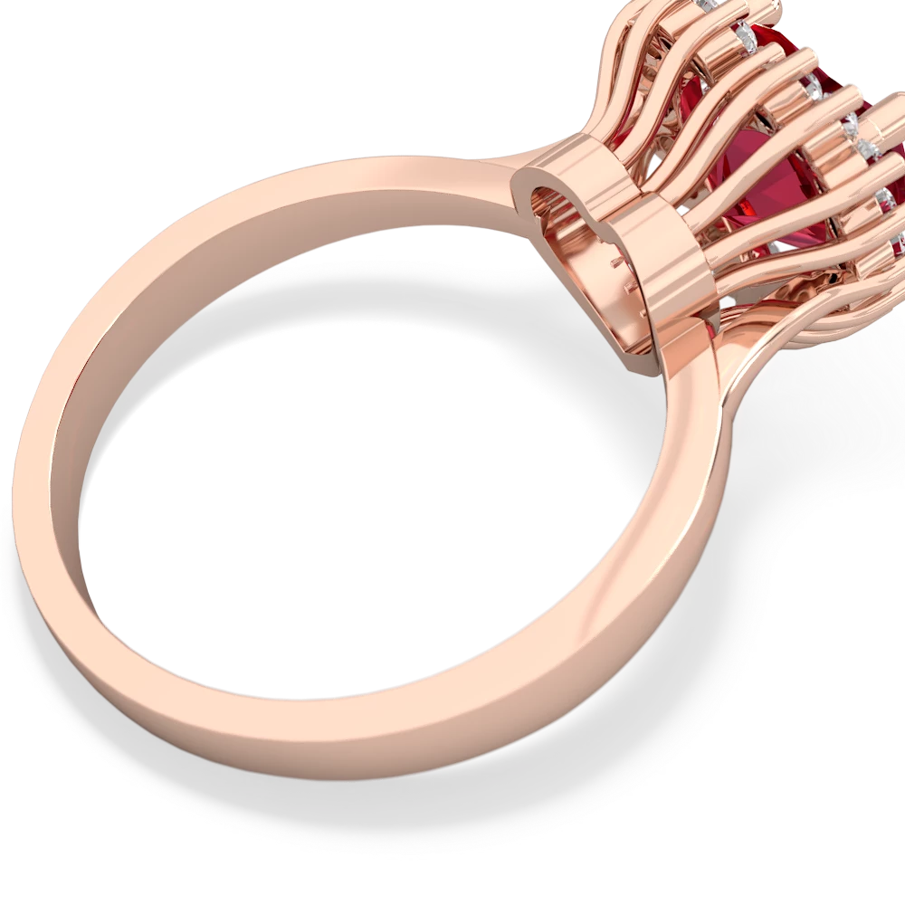 Lab Ruby Sparkling Halo Heart 14K Rose Gold ring R0391