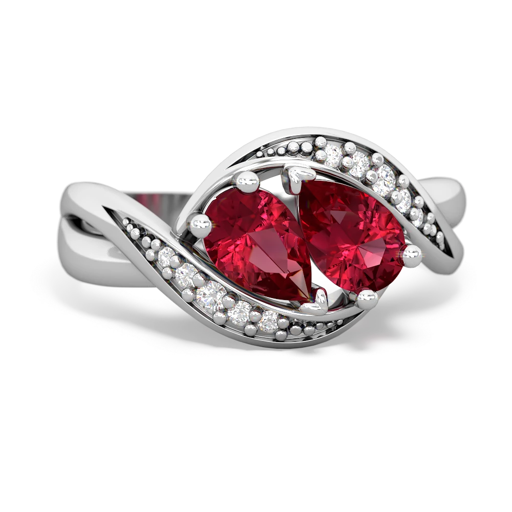 Lab Ruby Summer Winds 14K White Gold ring R5342