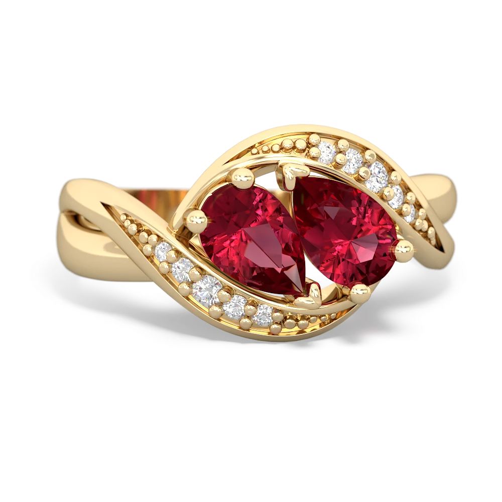 Lab Ruby Summer Winds 14K Yellow Gold ring R5342