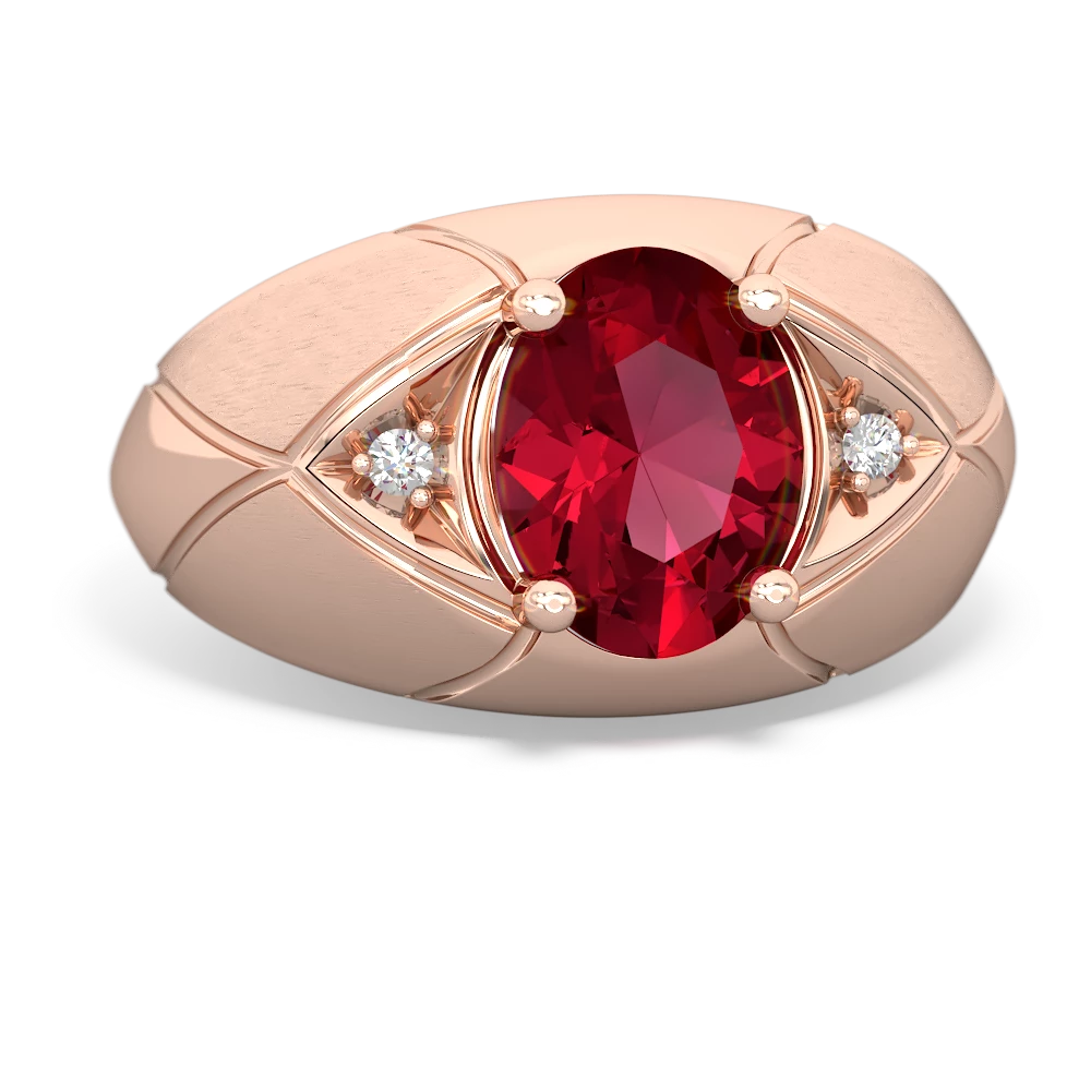 Lab Ruby Men's Crossroads 14K Rose Gold ring R0361