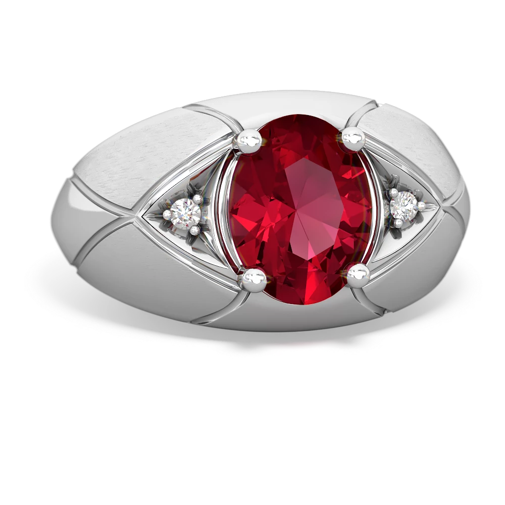 Lab Ruby Men's Crossroads 14K White Gold ring R0361