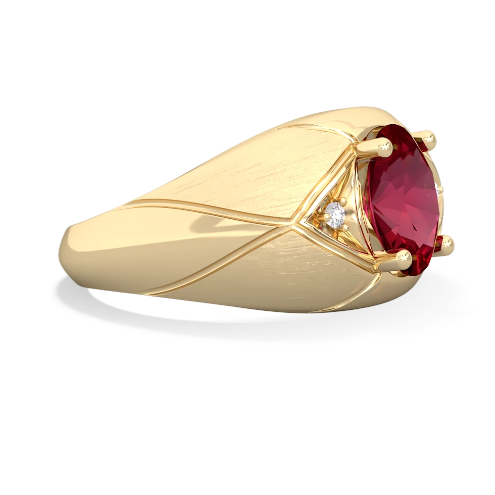 Lab Ruby Men's Crossroads 14K Yellow Gold ring R0361