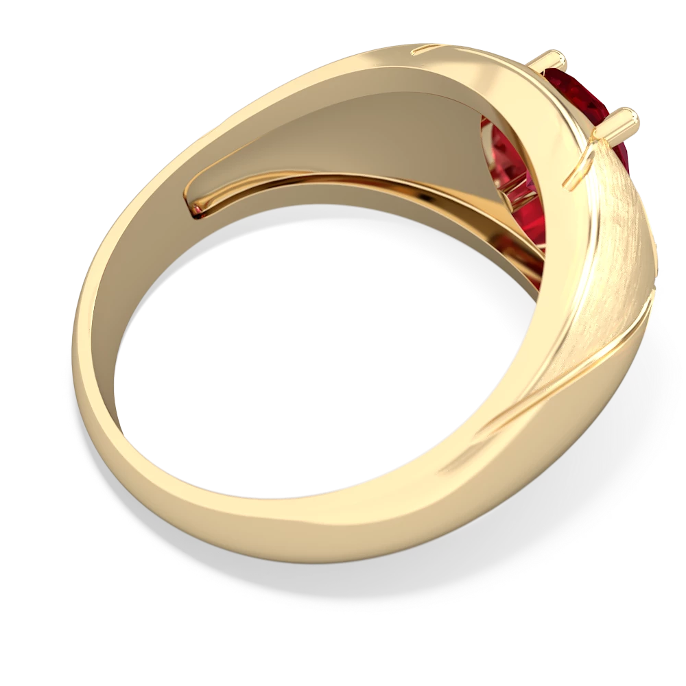 Lab Ruby Men's Crossroads 14K Yellow Gold ring R0361