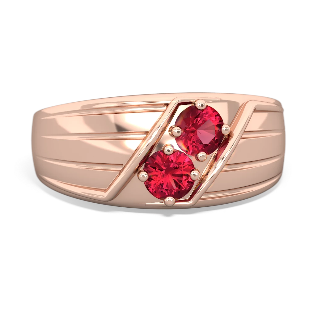 Lab Ruby Men's Streamline 14K Rose Gold ring R0460