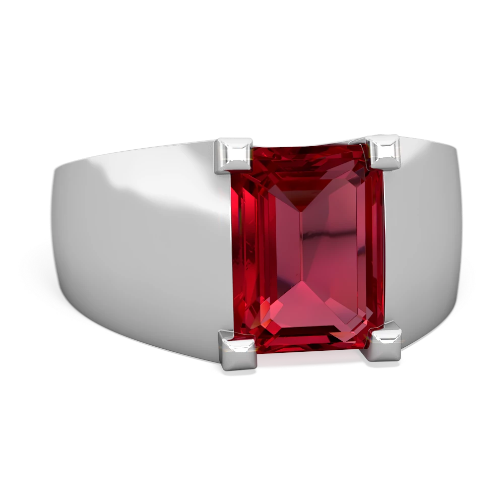 Lab Ruby Men's 14K White Gold ring R1836