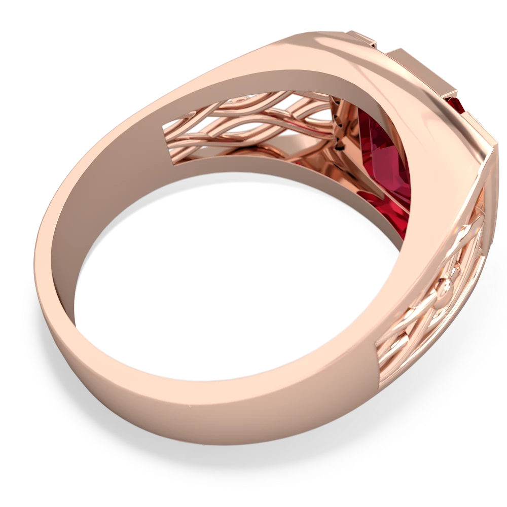 Lab Ruby Men's Vine 14K Rose Gold ring R0490