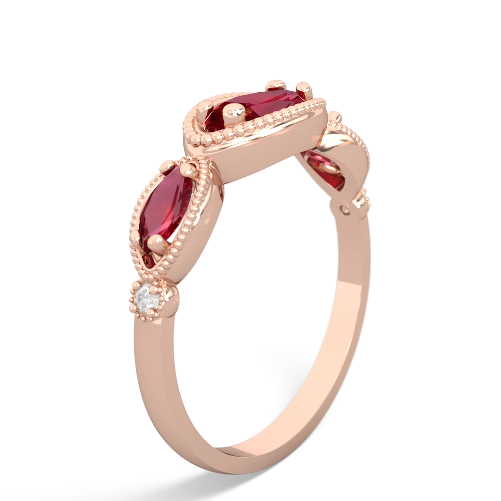 Lab Ruby Milgrain Marquise 14K Rose Gold ring R5700