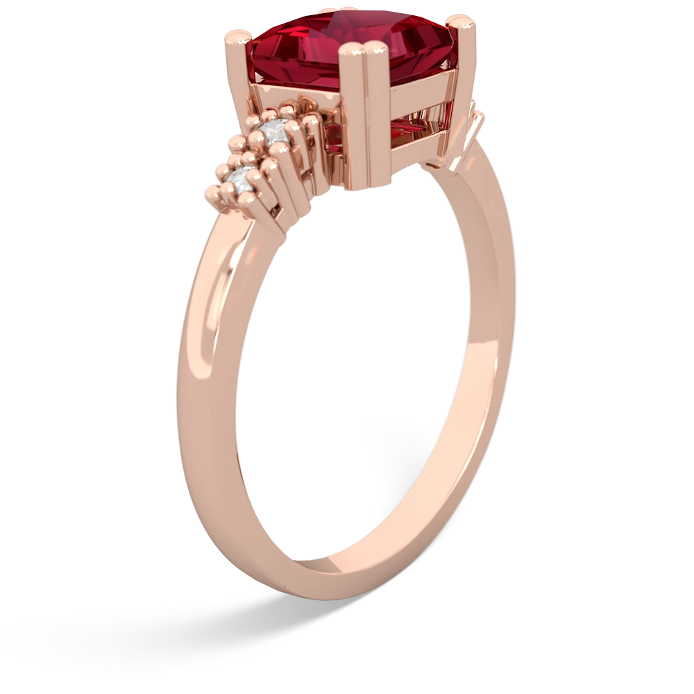 Lab Ruby Art Deco Princess 14K Rose Gold ring R2014