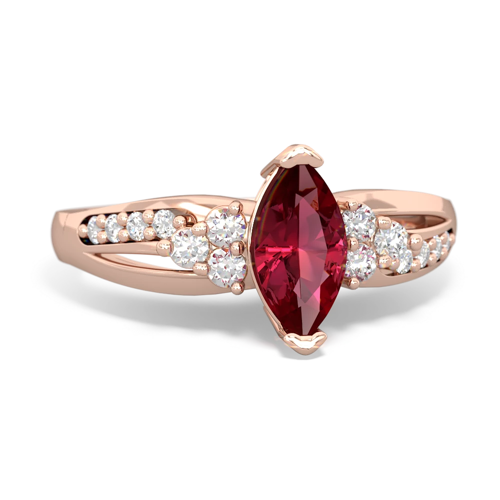 Lab Ruby Royal Marquise 14K Rose Gold ring R2343