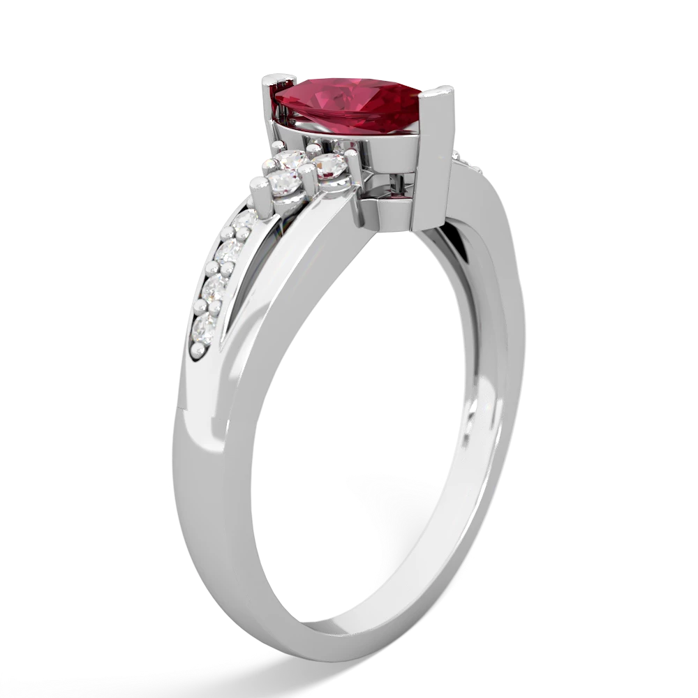 Lab Ruby Royal Marquise 14K White Gold ring R2343