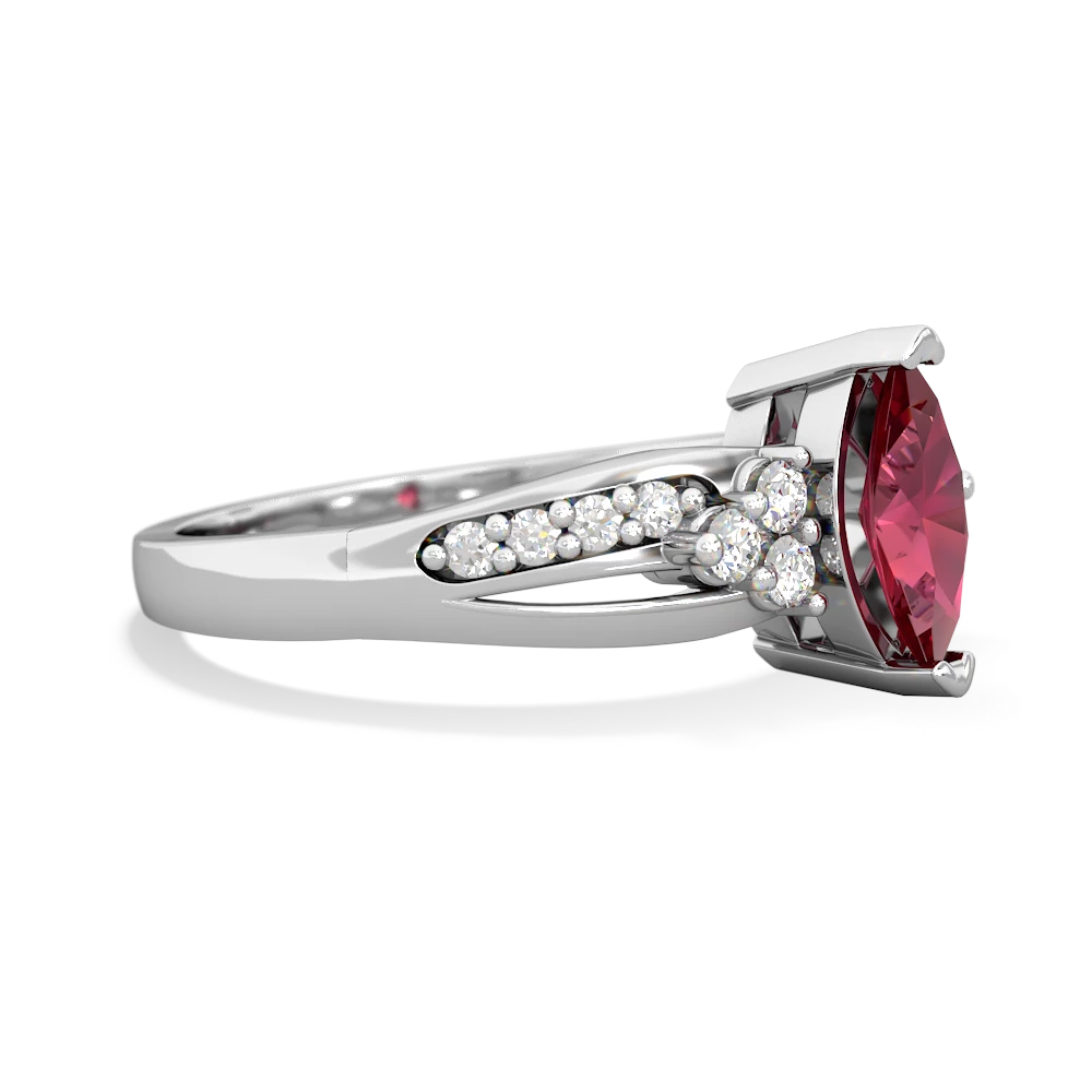 Lab Ruby Royal Marquise 14K White Gold ring R2343