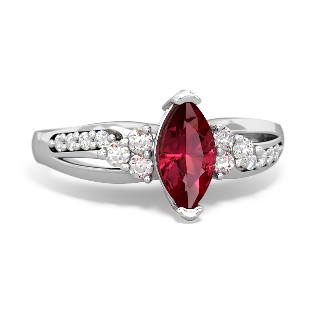 Lab Ruby Royal Marquise 14K White Gold ring R2343