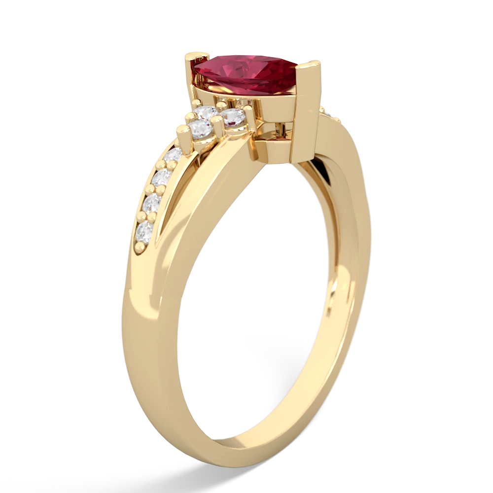 Lab Ruby Royal Marquise 14K Yellow Gold ring R2343