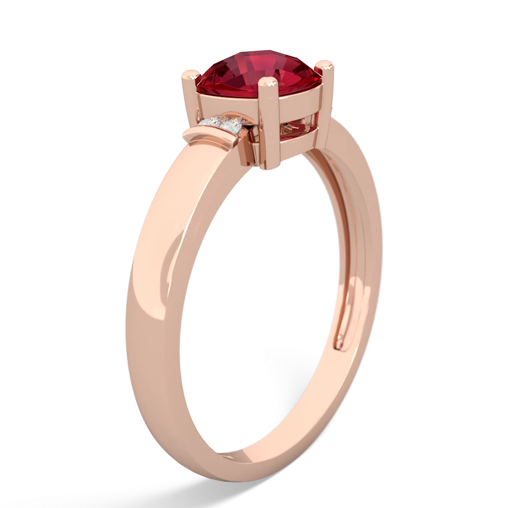 Lab Ruby Simply Elegant Cushion 14K Rose Gold ring R2489