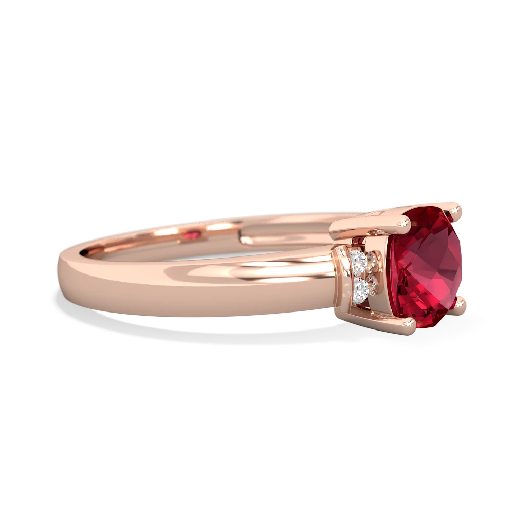 Lab Ruby Simply Elegant Cushion 14K Rose Gold ring R2489