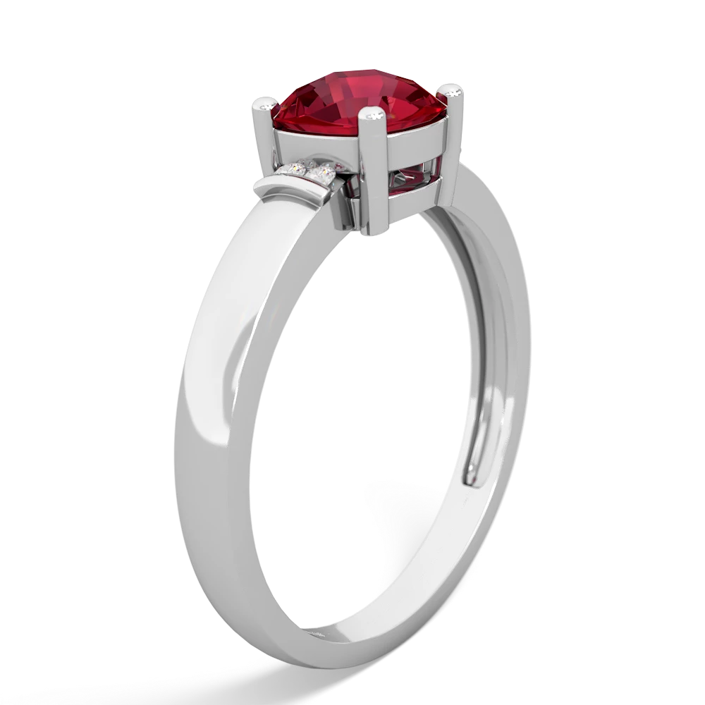 Lab Ruby Simply Elegant Cushion 14K White Gold ring R2489