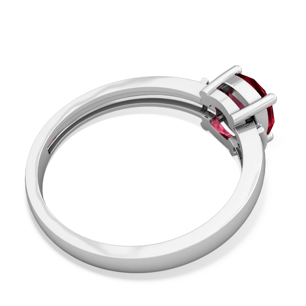 Lab Ruby Simply Elegant Cushion 14K White Gold ring R2489