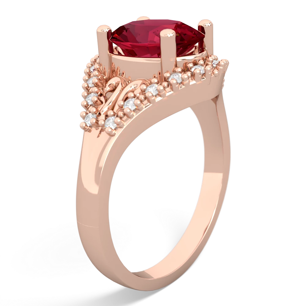 Lab Ruby Antique Style Cocktail 14K Rose Gold ring R2564