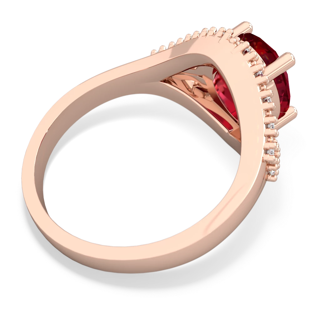 Lab Ruby Antique Style Cocktail 14K Rose Gold ring R2564